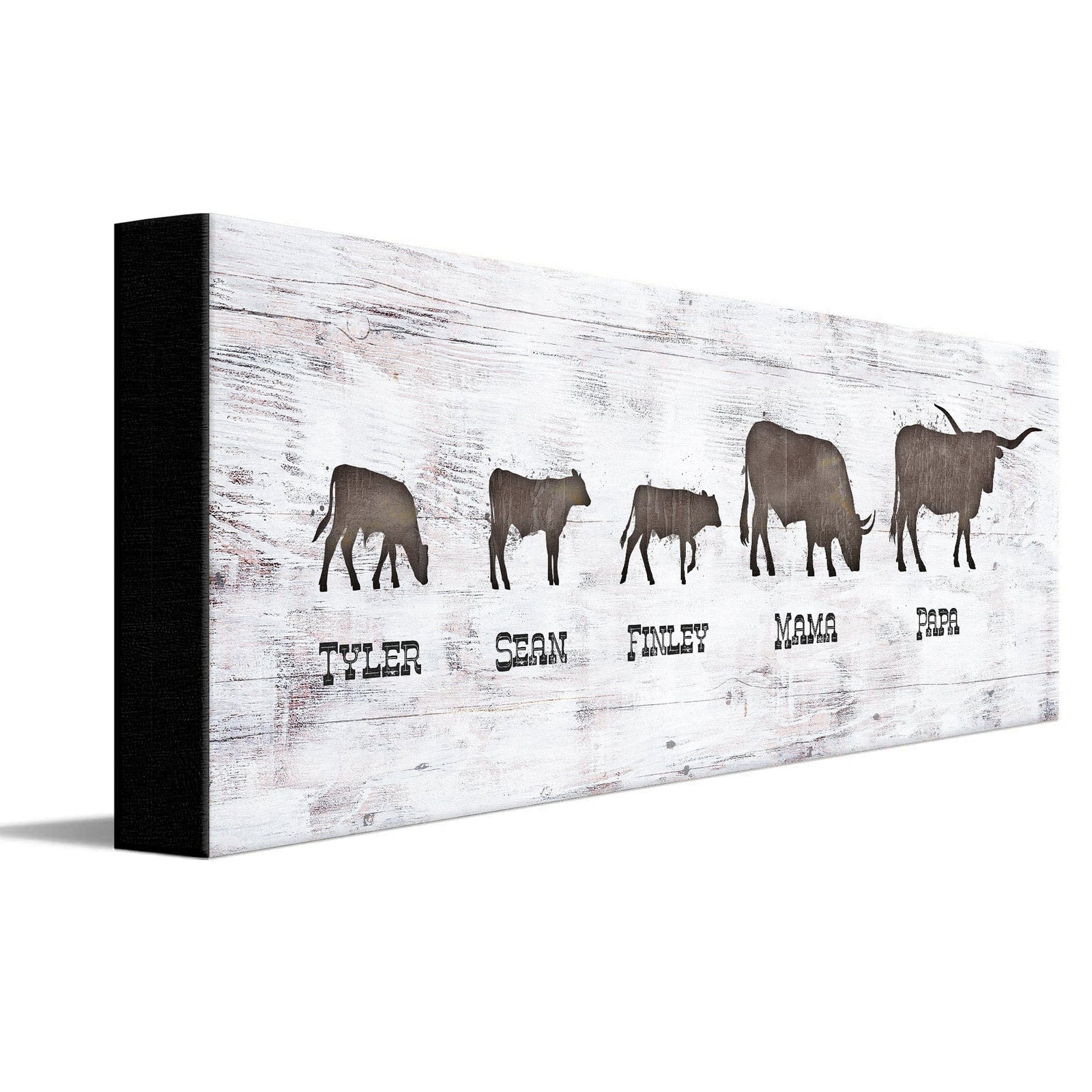 Personal-Prints art 6"x18" Stretched Canvas Longhorn Family Silhouettes
