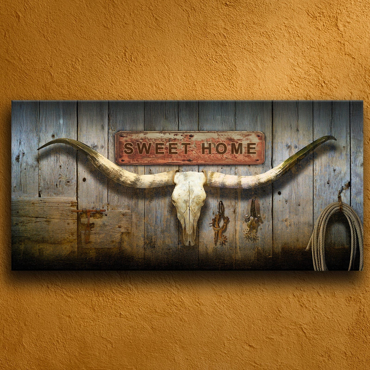 Personal-Prints art 16&quot;x32&quot; Float Framed Canvas Longhorn Skull Art