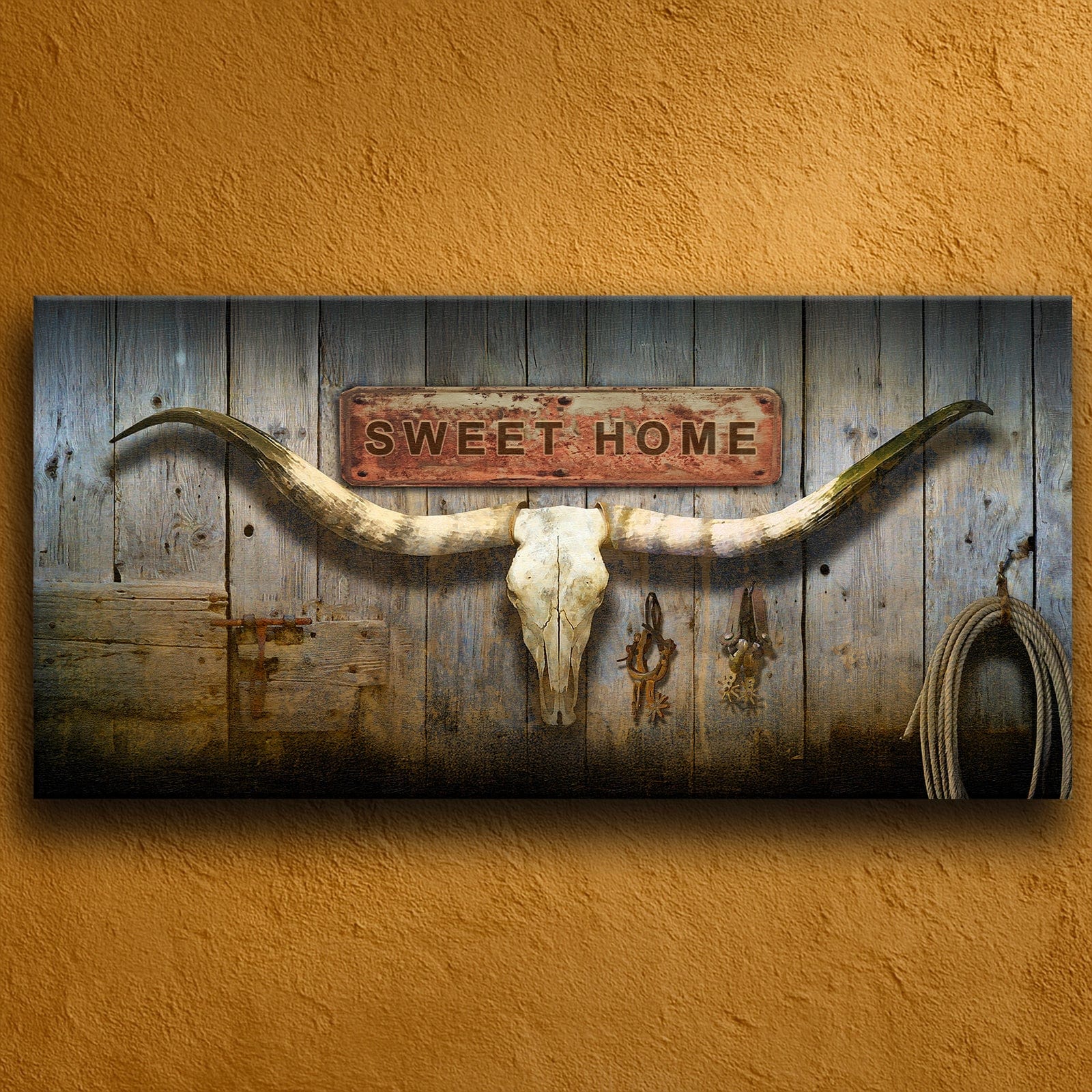 Personal-Prints art 16"x32" Float Framed Canvas Longhorn Skull Art