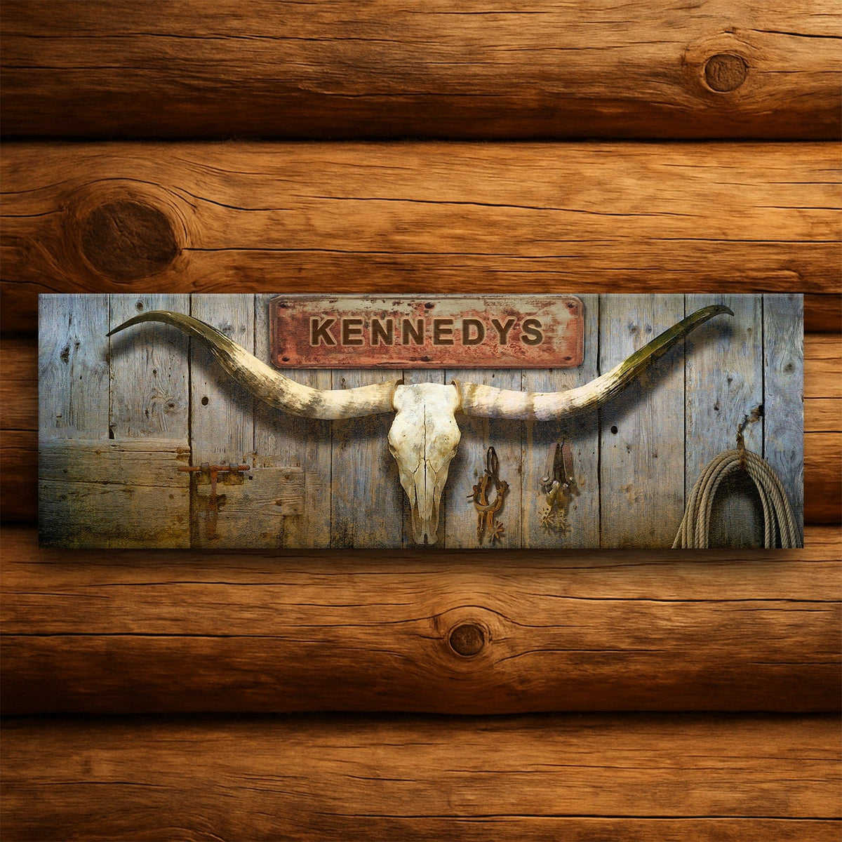 Personal-Prints art 10&quot;x30&quot; Stretched Canvas Longhorn Skull Art