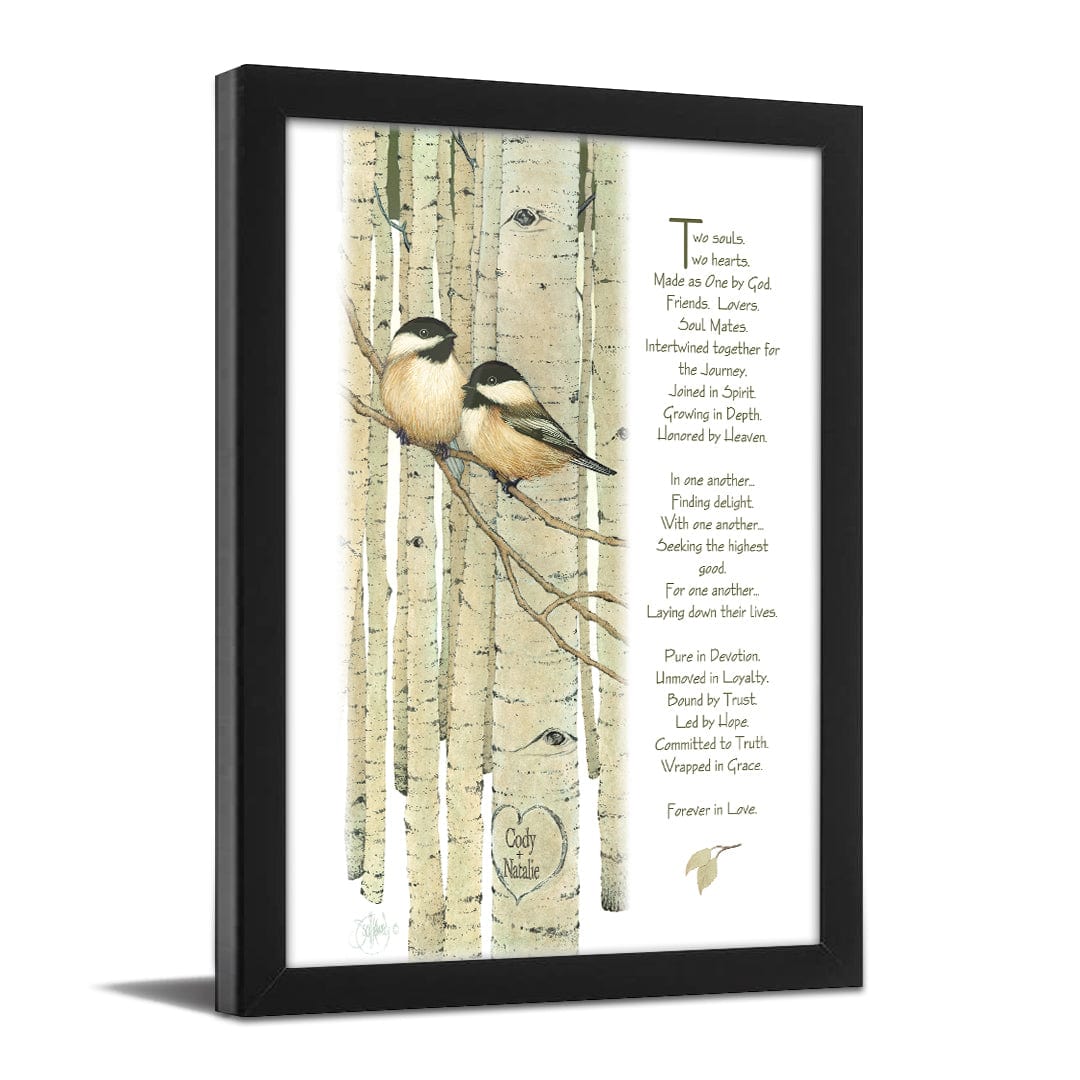 Personal-Prints art 11&quot;x14&quot; Framed Paper Print Love Birds with Poem