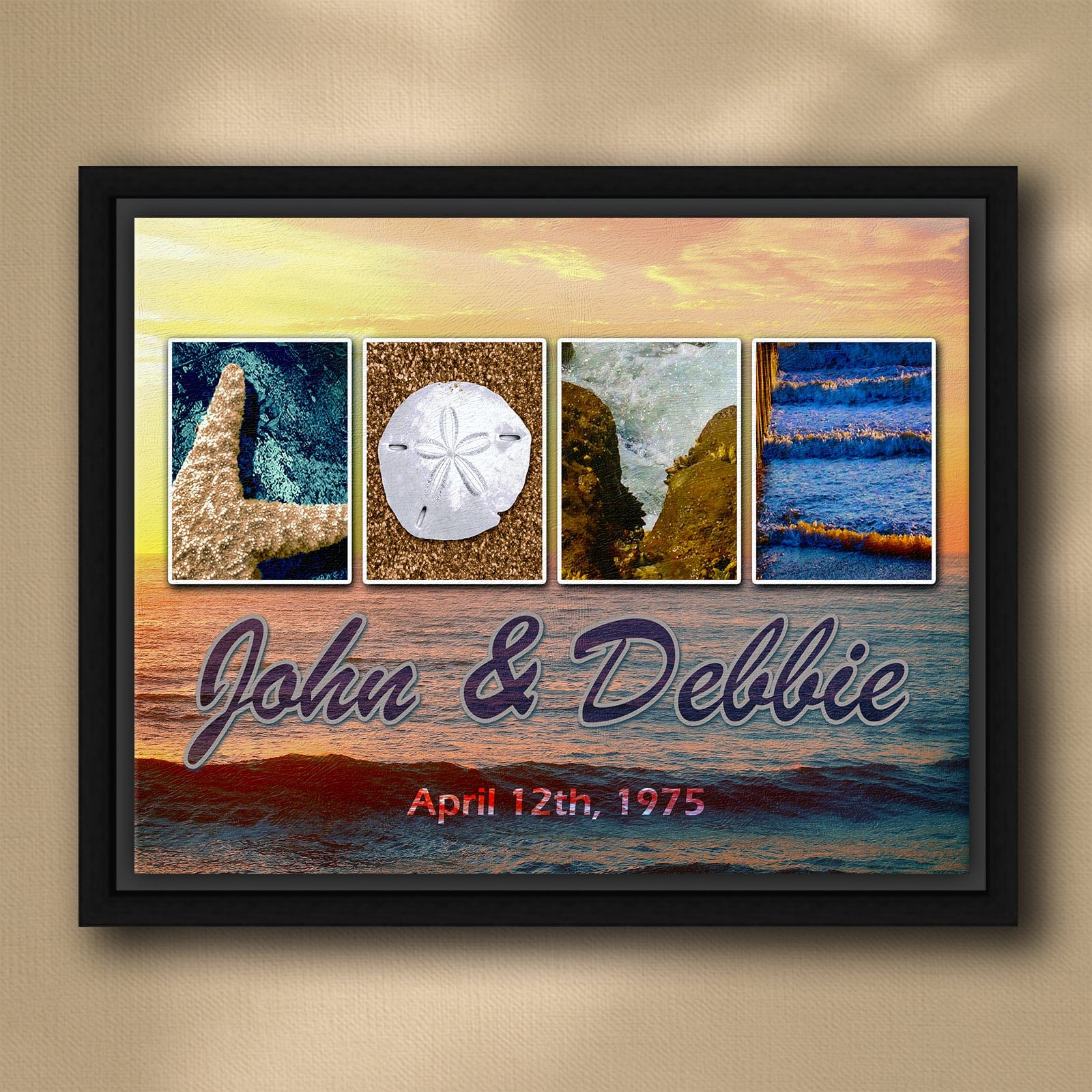 Personal-Prints art 20"x24" Float Framed Canvas LOVE Letters Coastal