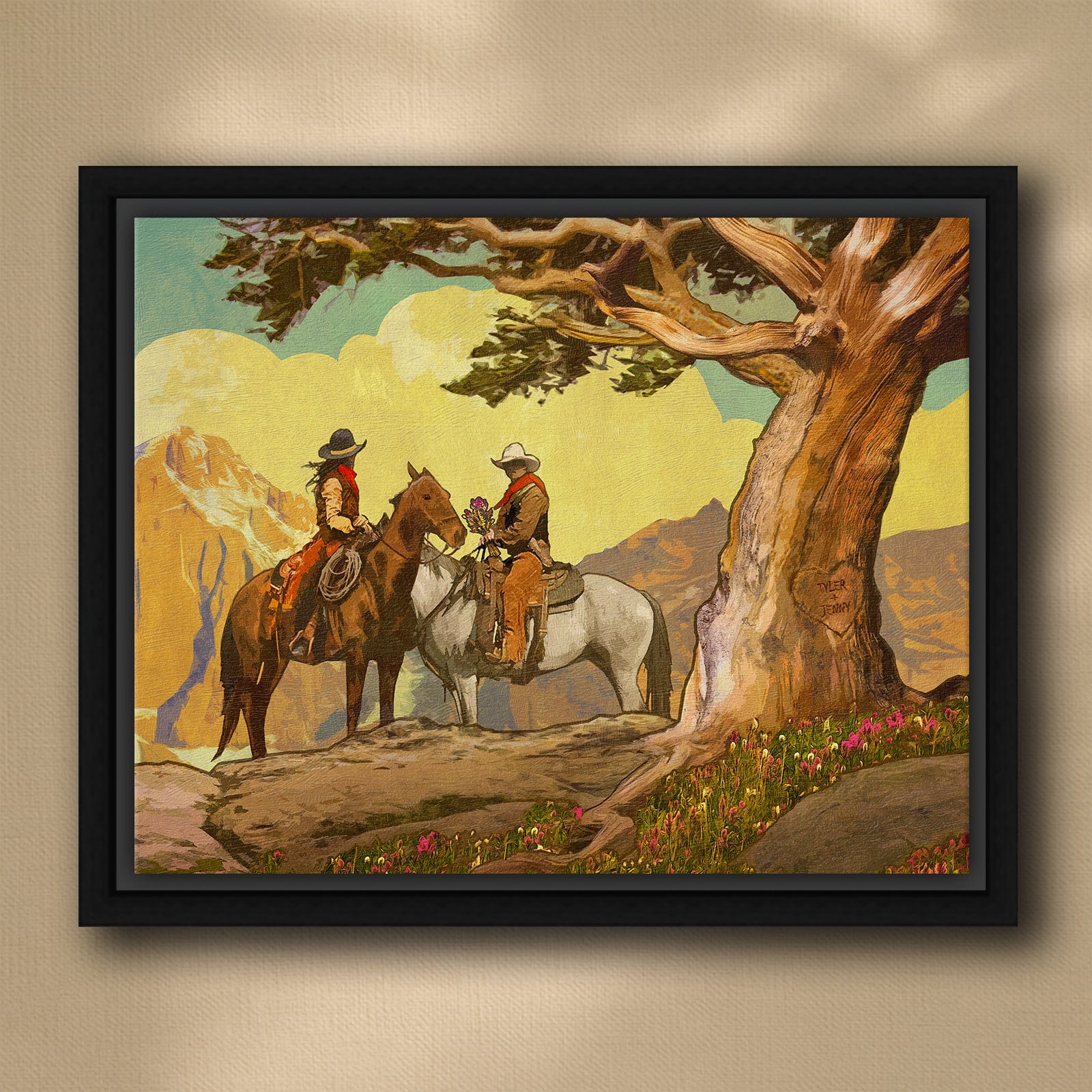 Personal-Prints art 20"x24" Float Framed Canvas Love of the West