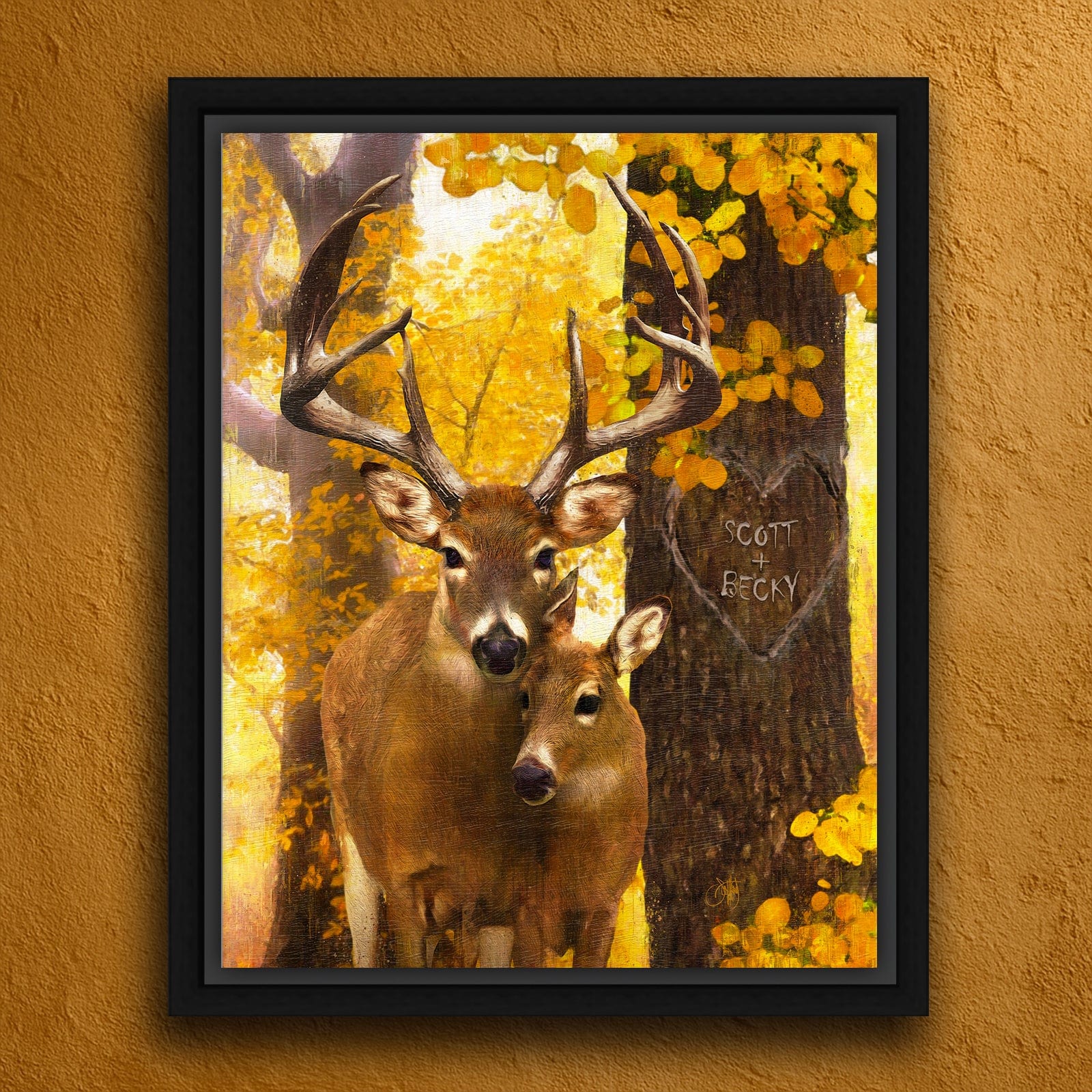 Personal-Prints art 20"x24" Float Framed Canvas Love you DEERly