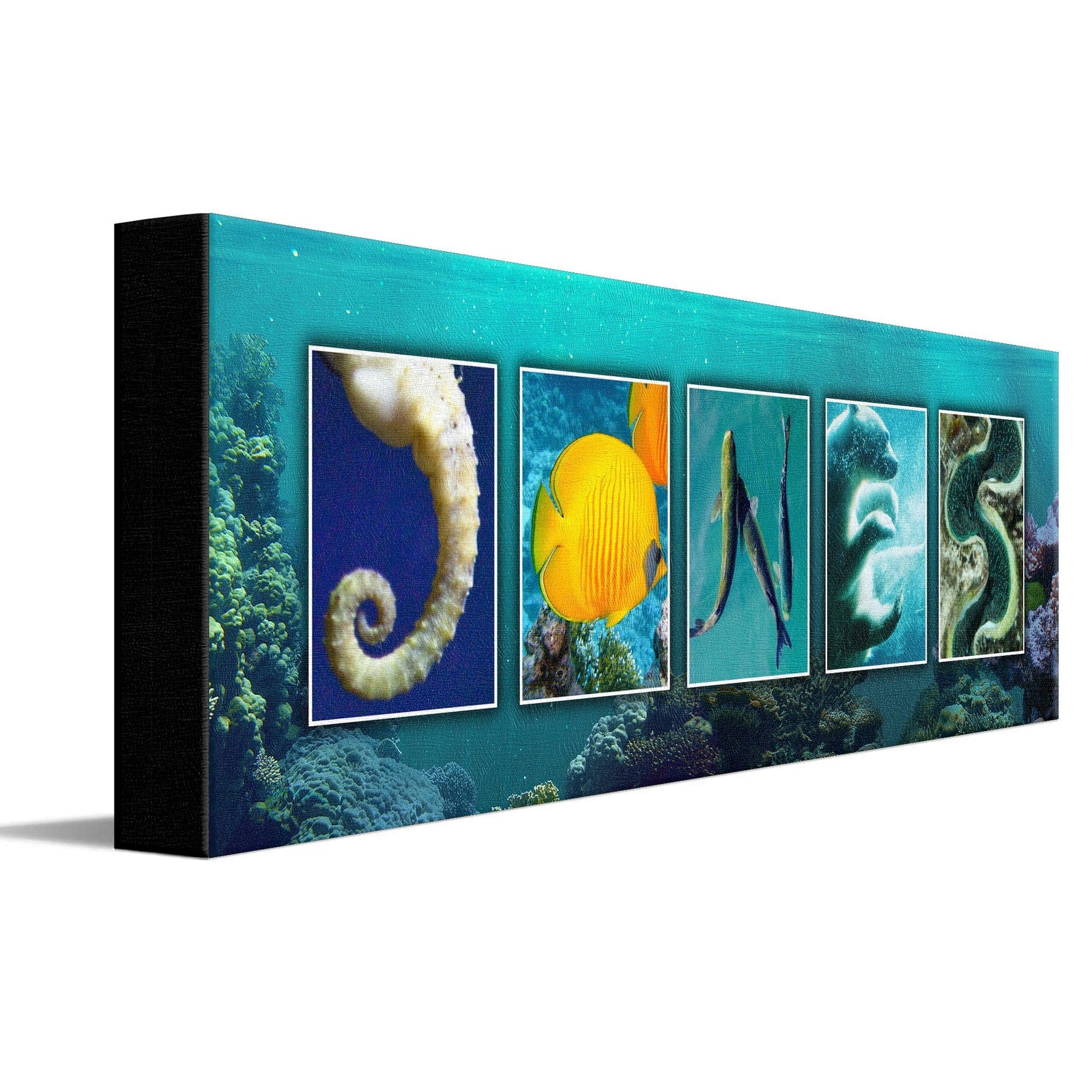 Personal-Prints art 6"x18" Stretched Canvas Marine Life Name Art Print