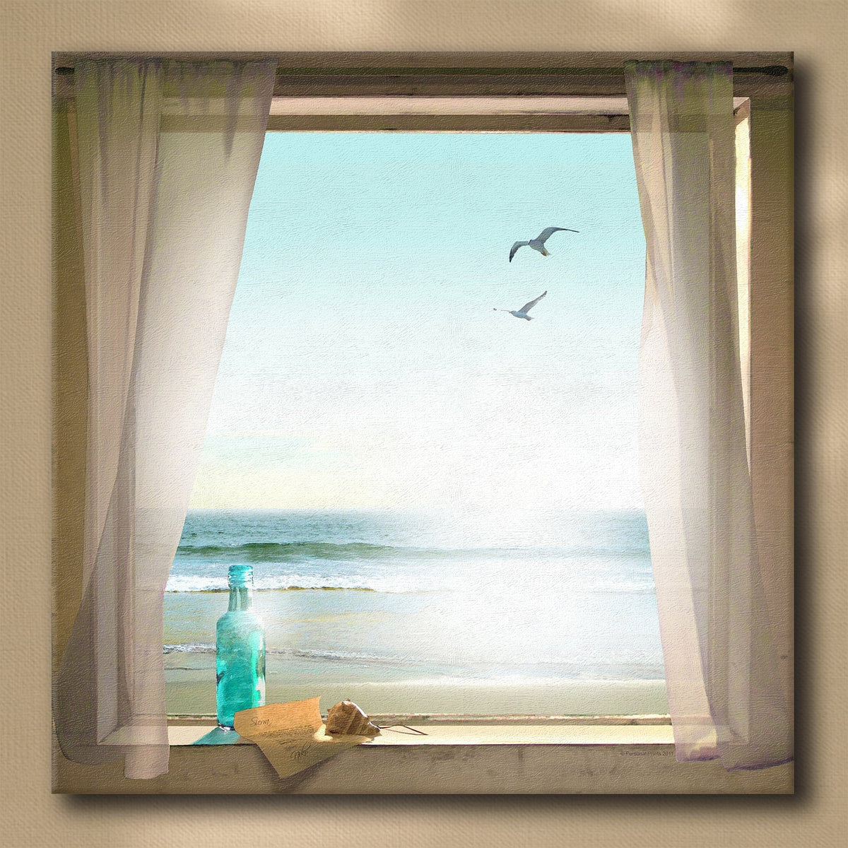 Personal-Prints art 32&quot;x32&quot; Stretched Canvas Message In A Bottle