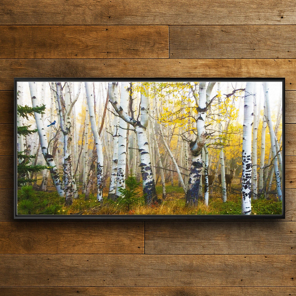 Personal-Prints art 16&quot;x32&quot; Float Framed Canvas Misty Morning Whitetails