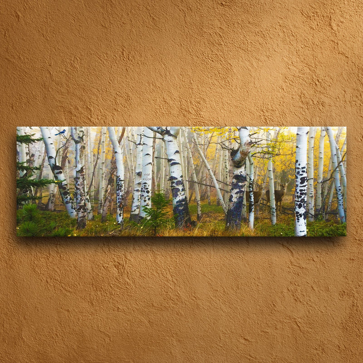 Personal-Prints art 10&quot;x30&quot; Stretched Canvas Misty Morning Whitetails