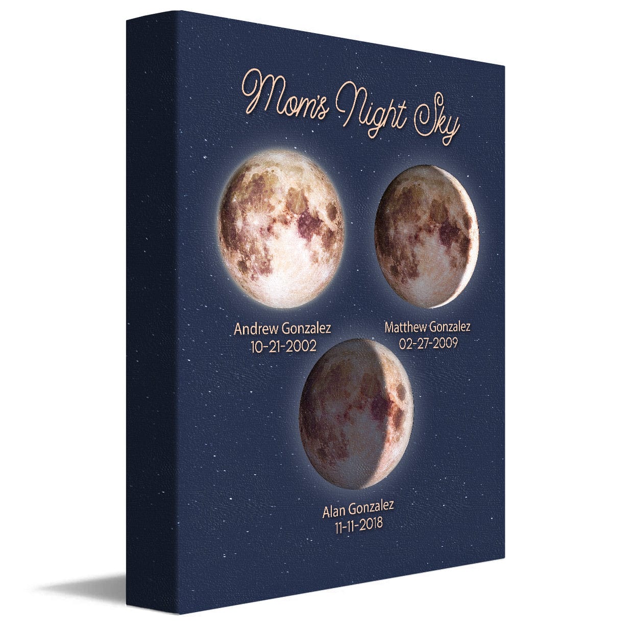 Personal-Prints art 11"x14" Stretched Canvas Mom and Children Night Sky