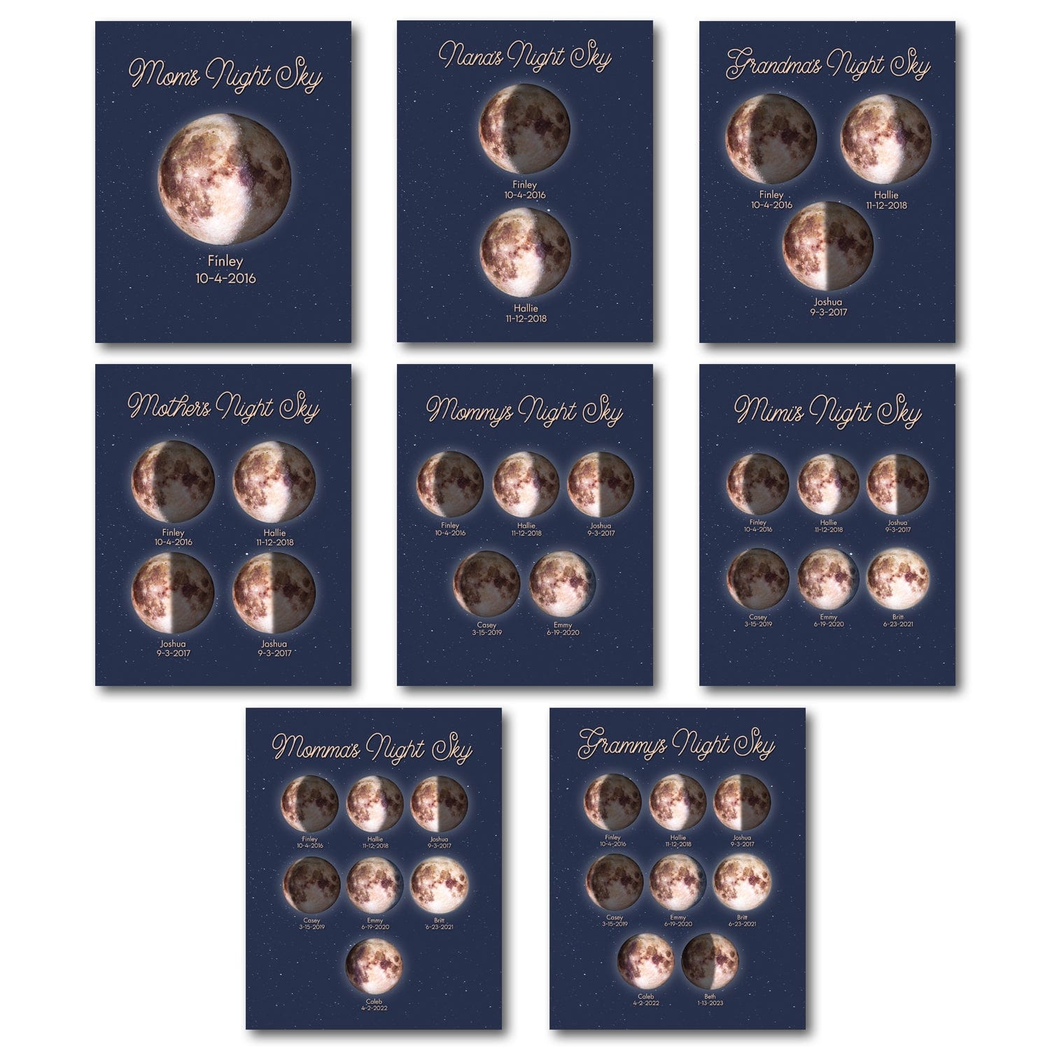 Personal-Prints art Mom and Children Night Sky