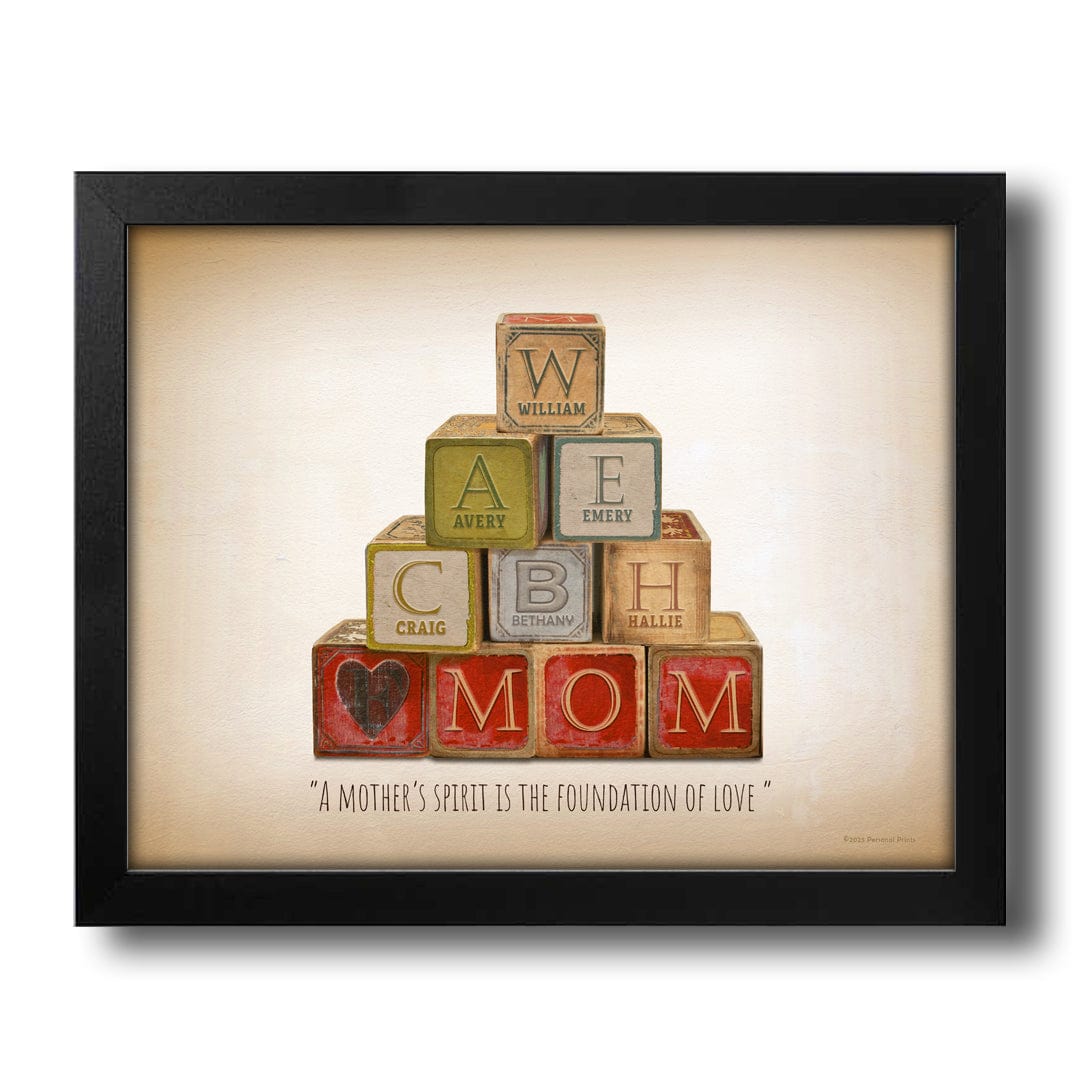 Personal-Prints art 11"x14" Framed Under Acrylic Mom & Children Blocks