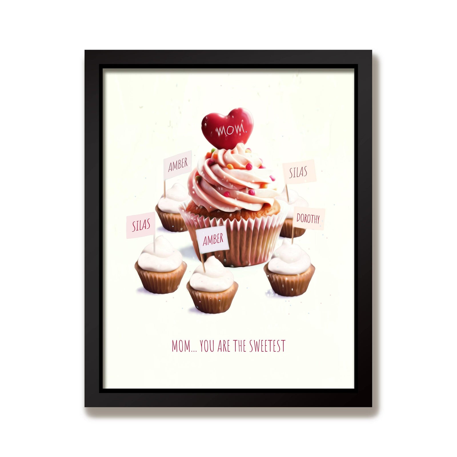 Personal-Prints art 20"x24" Float Framed Canvas Mom & Children Cupcakes