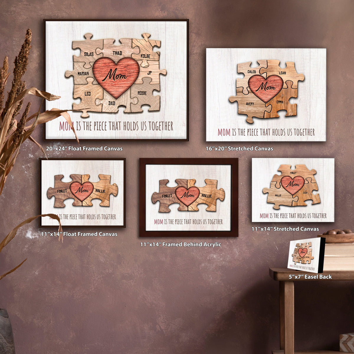 Personal-Prints art Mom &amp; Children Heart Puzzle Print