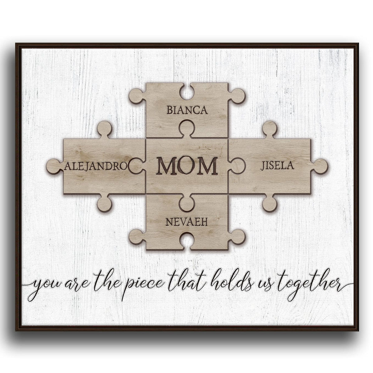 Personal-Prints art 20&quot;x24&quot; Float Framed Canvas Mom &amp; Children Puzzle Pieces