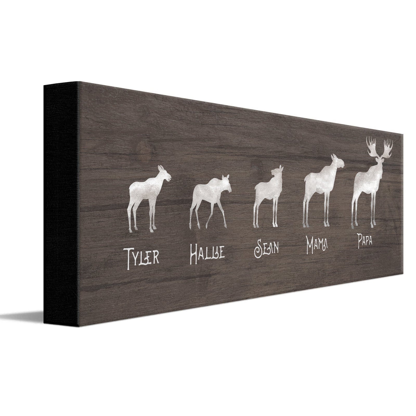 Personal-Prints art 6"x18" Stretched Canvas Moose Family Silhouettes