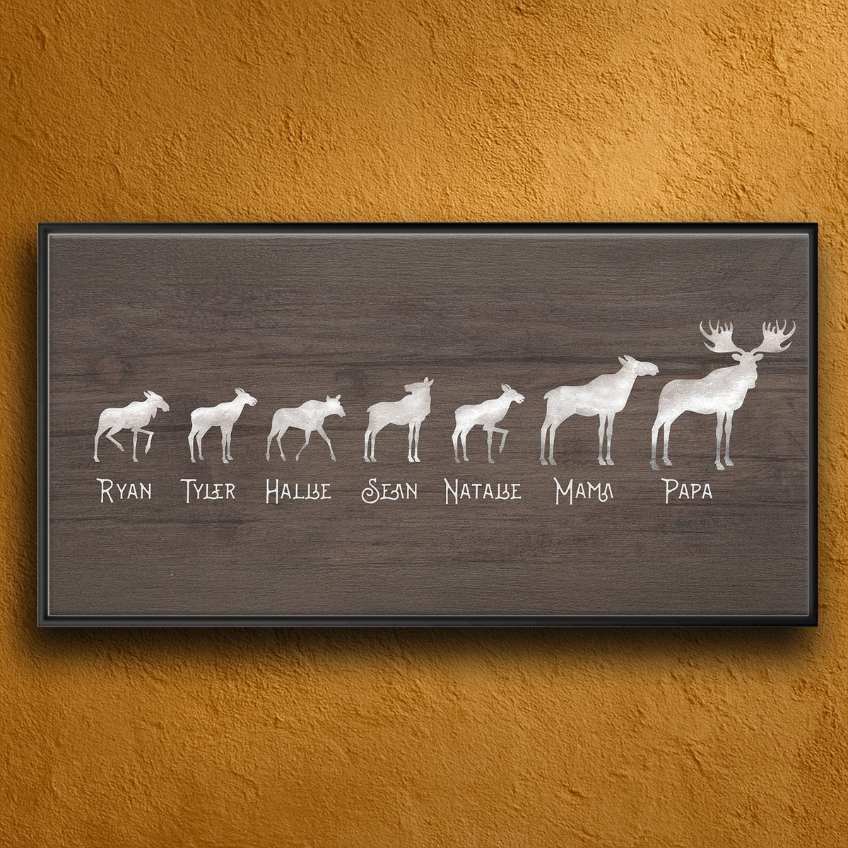 Personal-Prints art 16&quot;x32&quot; Float Framed Canvas Moose Family Silhouettes