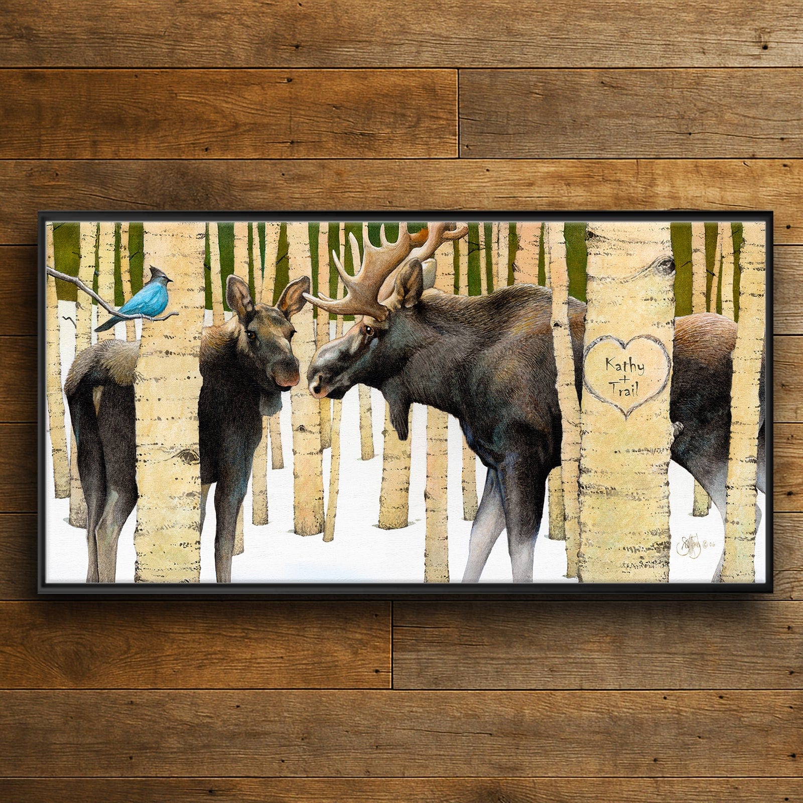 Personal-Prints art 16"x32" Float Framed Canvas Moose Tracks