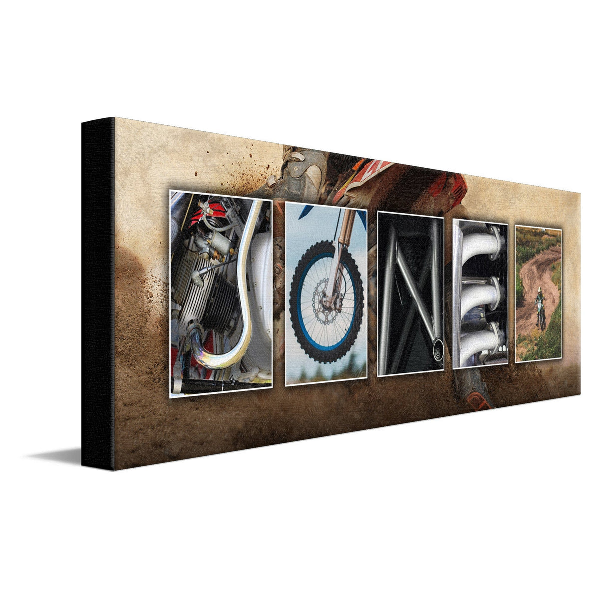 Personal-Prints art 10&quot;x30&quot; Stretched Canvas Motocross Dirtbike Name Art