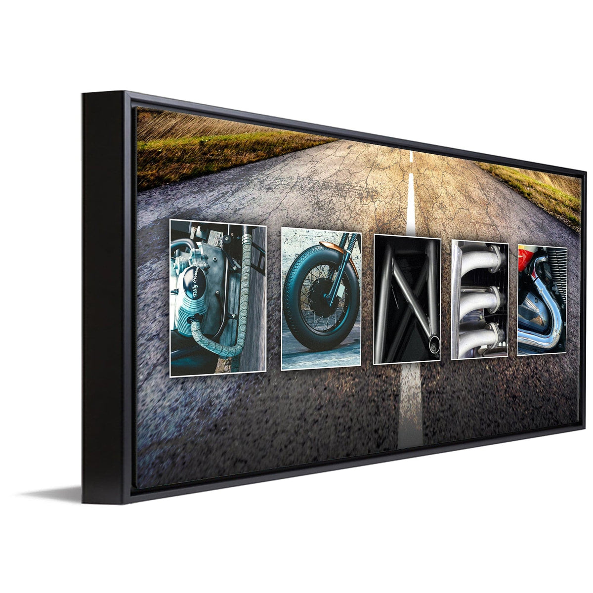 Personal-Prints art 16&quot;x32&quot; Float Framed Canvas Motorcycle Letters Name Print