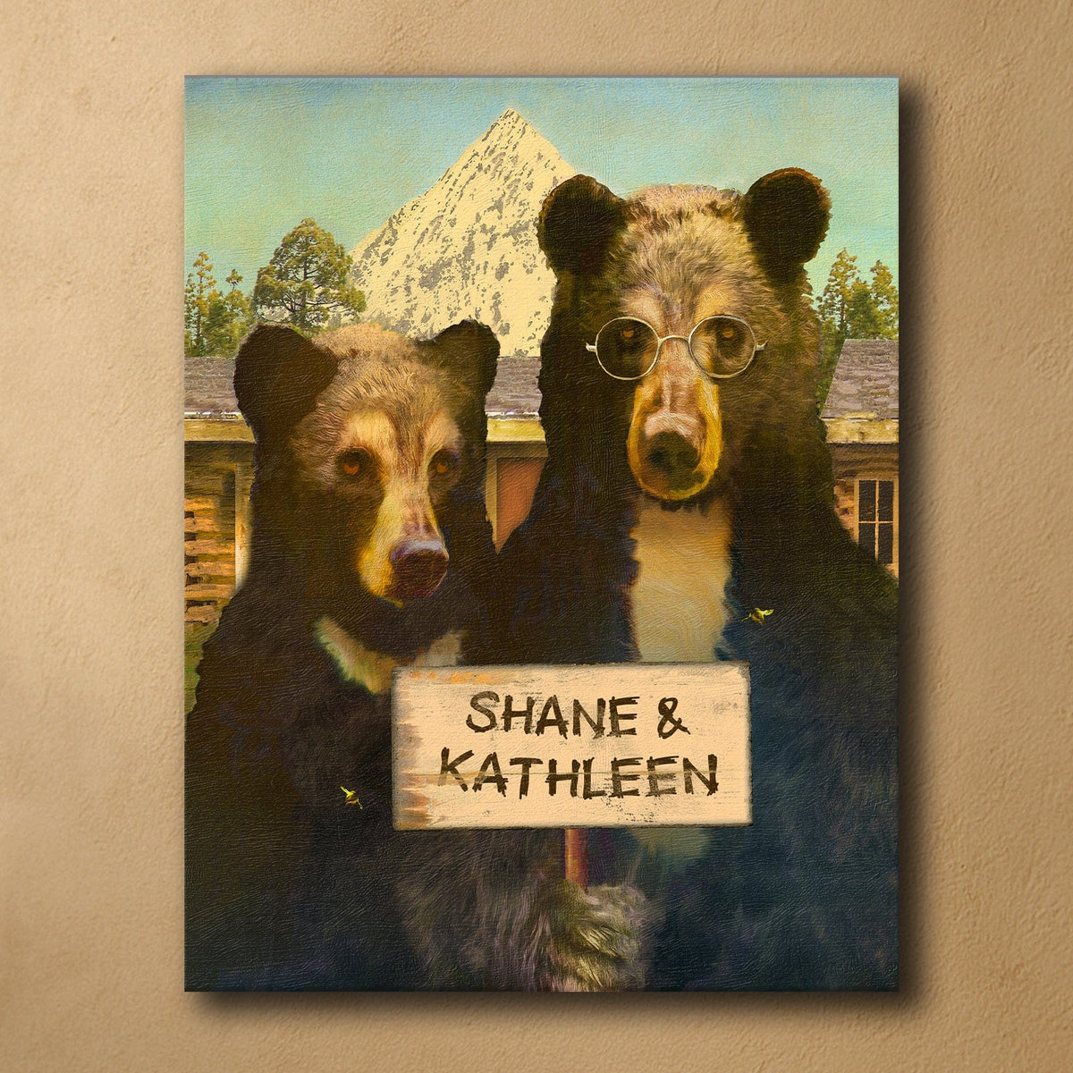 Personal-Prints art 16&quot;x20&quot; Stretched Canvas Mountain Gothic Black Bears