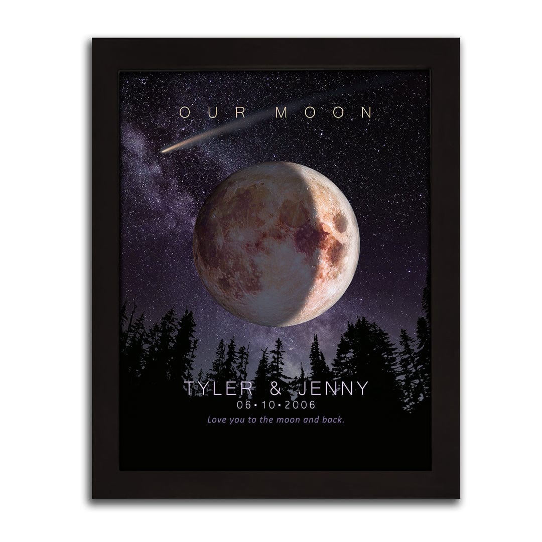 Personal-Prints art 11&quot;x14&quot; Framed Paper Print Our Moon - Personalized Gift