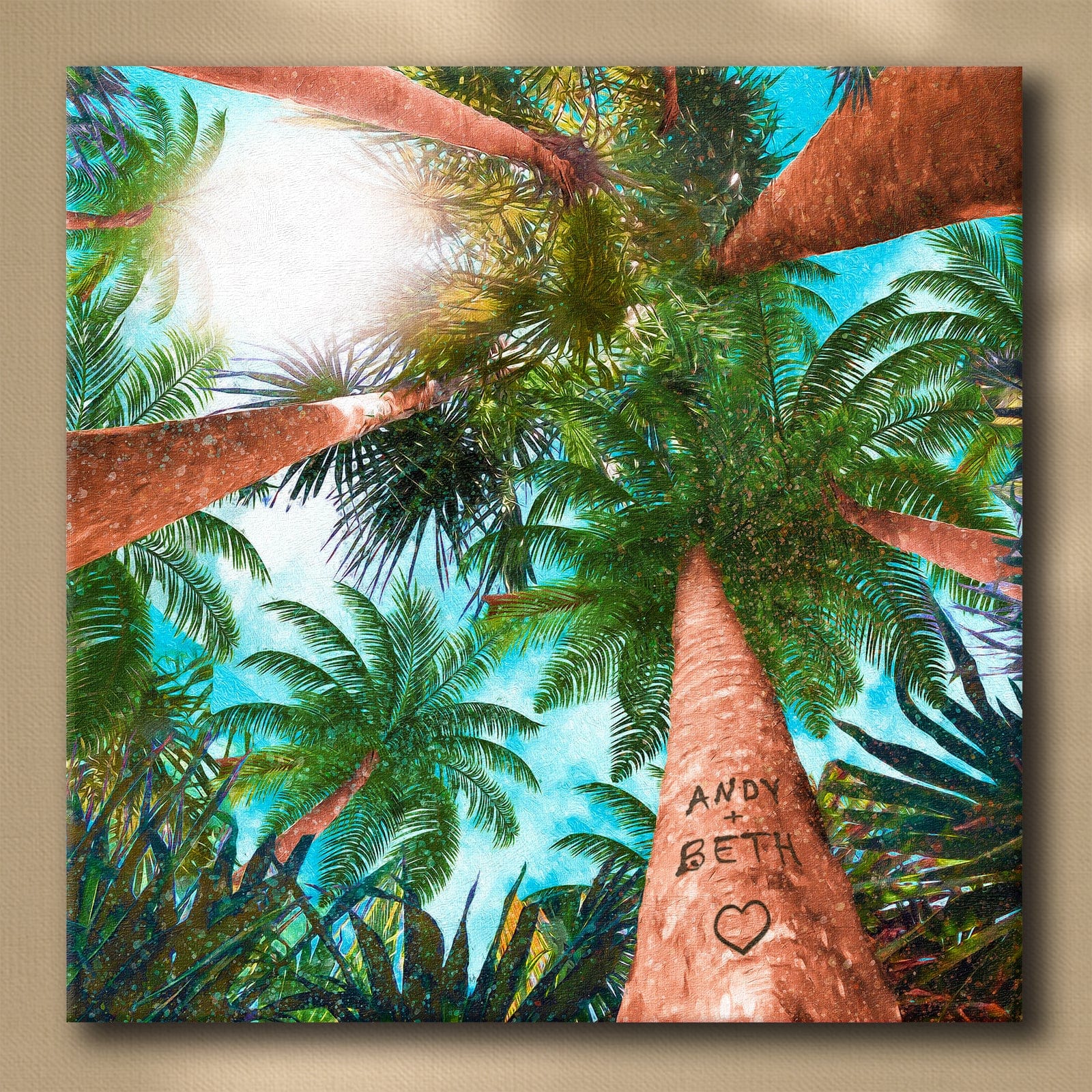 Personal-Prints art 24"x24" Stretched Canvas Palm Tree Sky