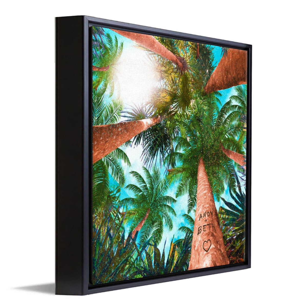 Personal-Prints art 14&quot;x14&quot; Float Framed Canvas Palm Tree Sky
