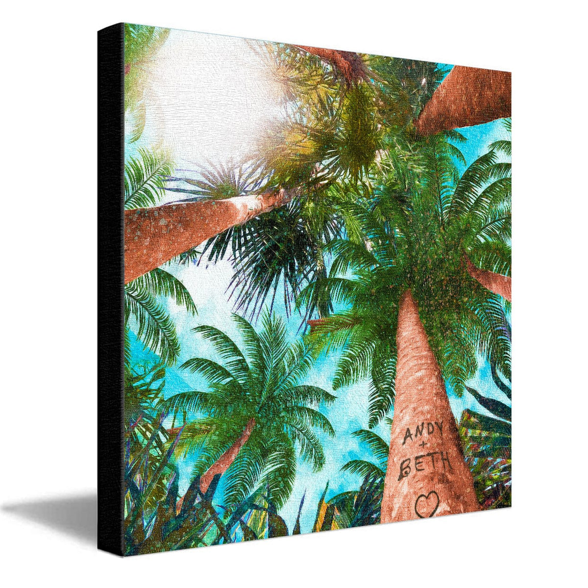 Personal-Prints art 16&quot;x16&quot; Stretched Canvas Palm Tree Sky