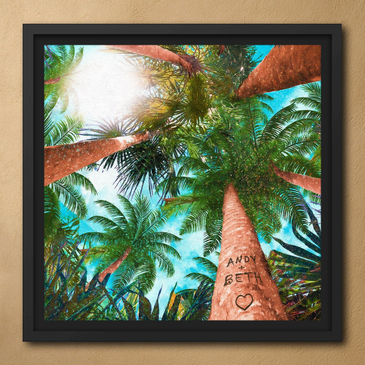 Personal-Prints art 24&quot;x24&quot; Float Framed Canvas Palm Tree Sky