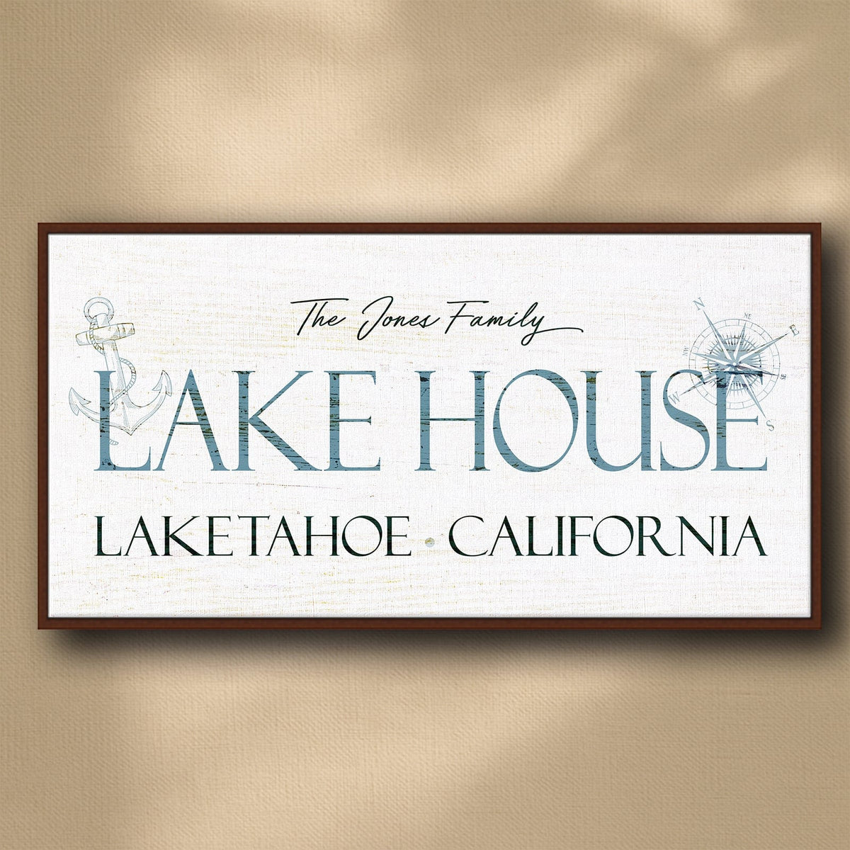 Personal-Prints art 16&quot;x32&quot; Float Framed Canvas Personalized Family Lake House Sign