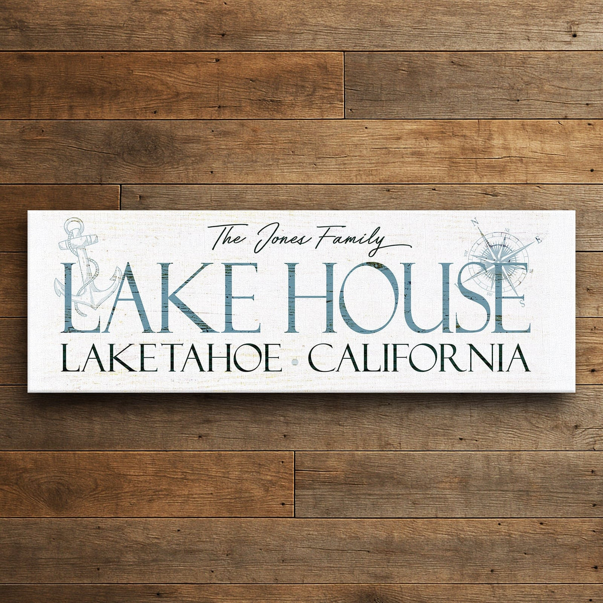 Personal-Prints art 10&quot;x30&quot; Stretched Canvas Personalized Family Lake House Sign