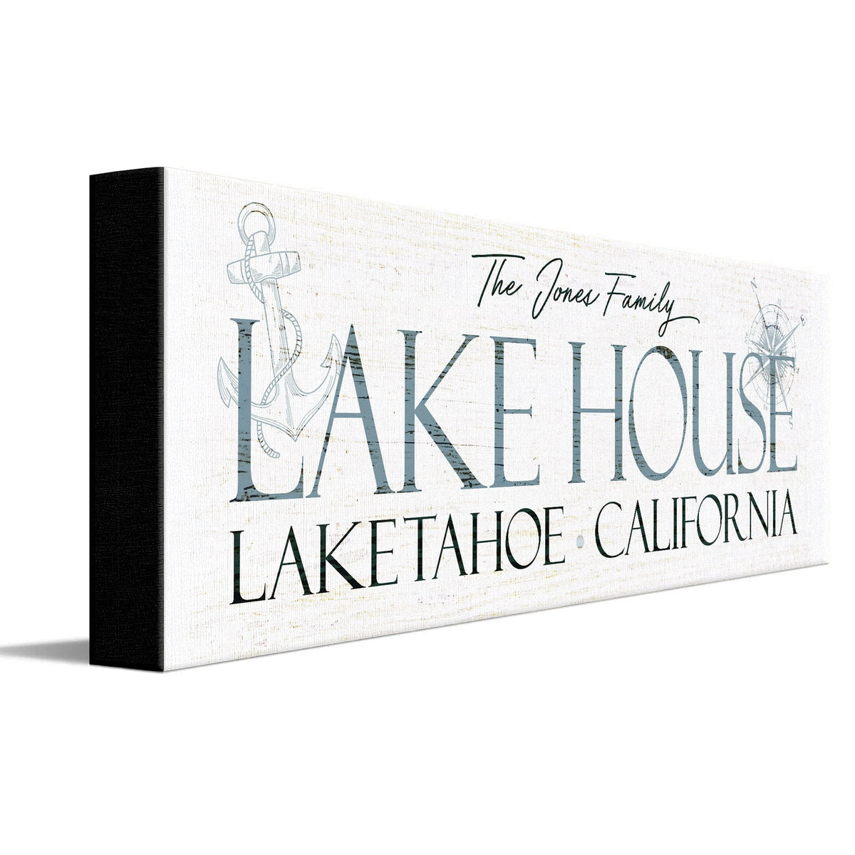 Personal-Prints art 6&quot;x18&quot; Stretched Canvas Personalized Family Lake House Sign