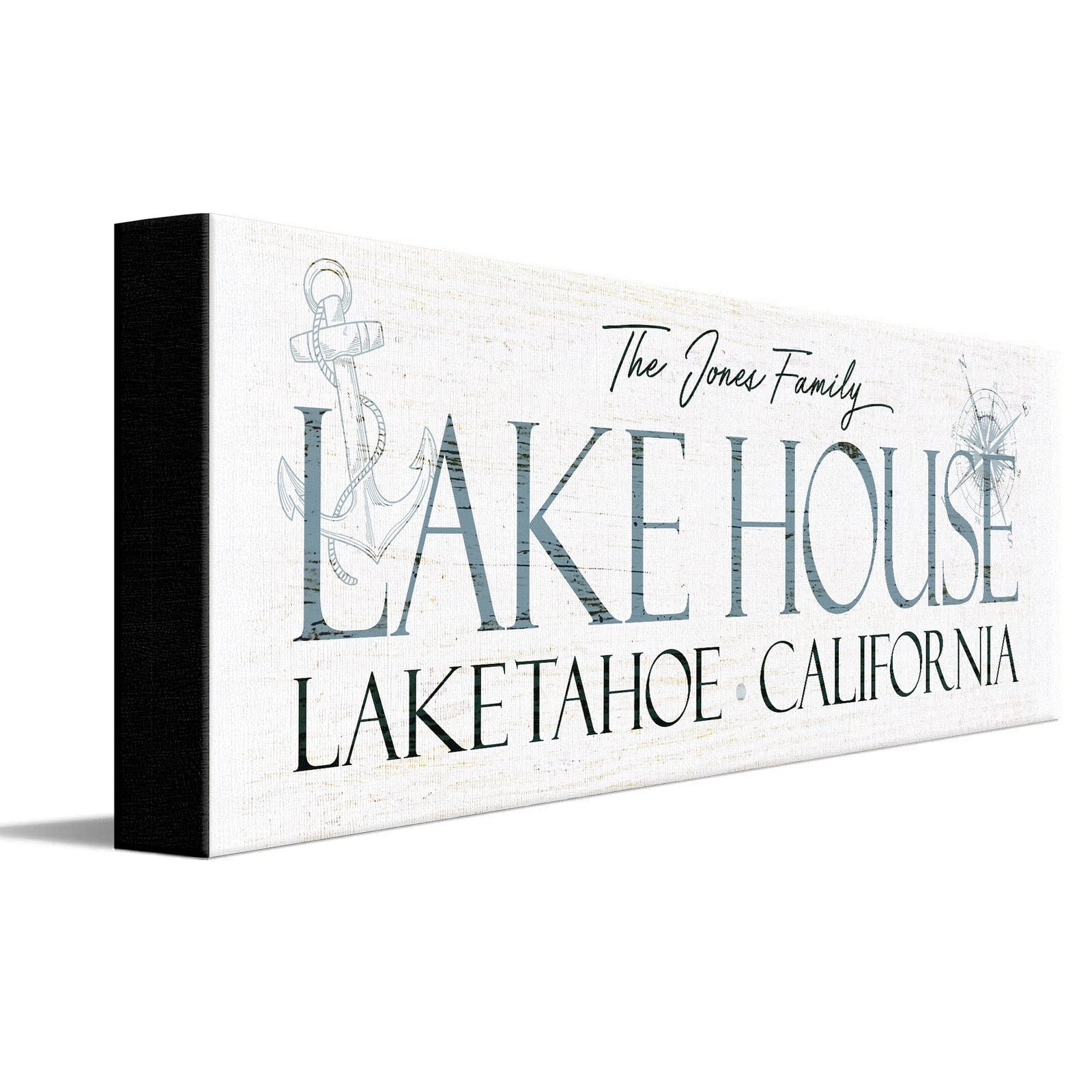 Personal-Prints art 6"x18" Stretched Canvas Personalized Family Lake House Sign