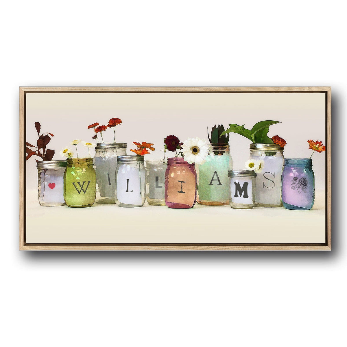 Personal-Prints art Personalized Mason Jars