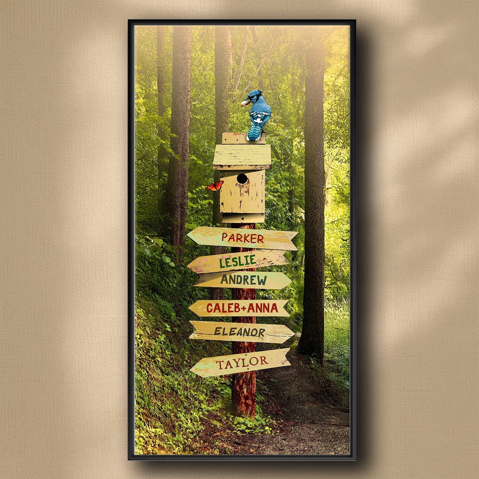 Personal-Prints art 16"x32" Stretched Canvas Personalized Sign on a Forest Path