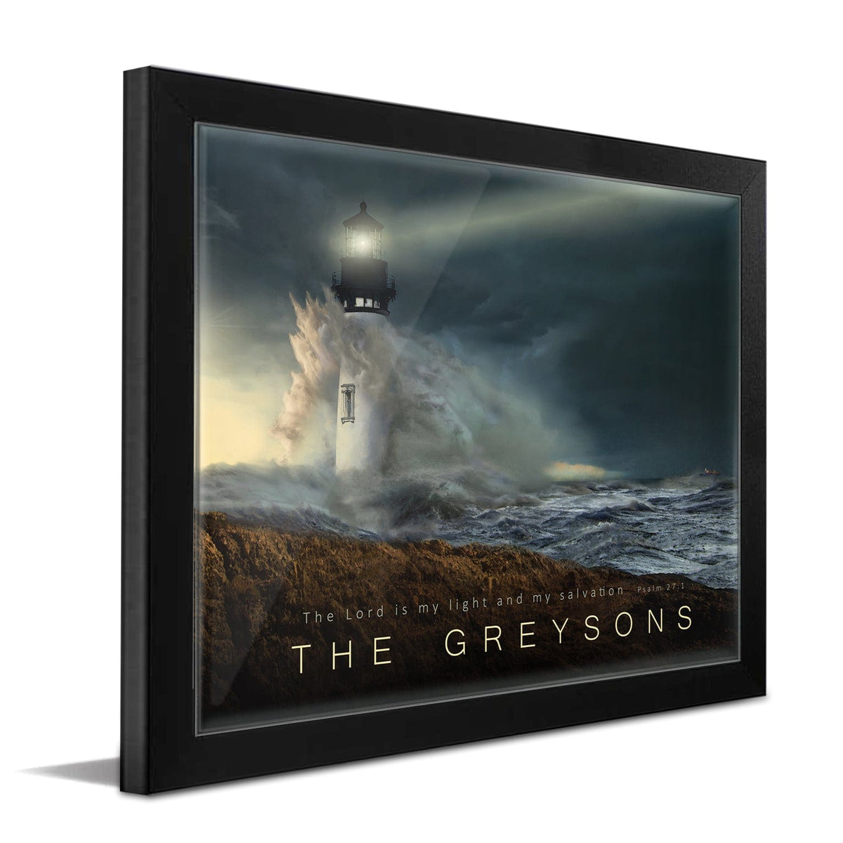 Personal-Prints art 11&quot;x14&quot; Framed Paper Print Psalm 27:1 Lighthouse
