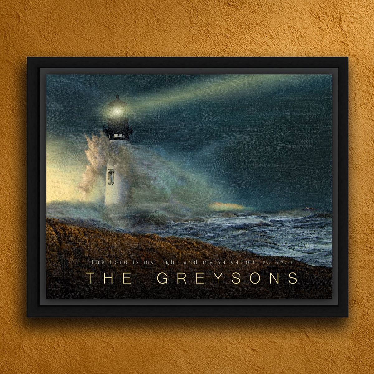 Personal-Prints art 20&quot;x24&quot; Float Framed Canvas Psalm 27:1 Lighthouse