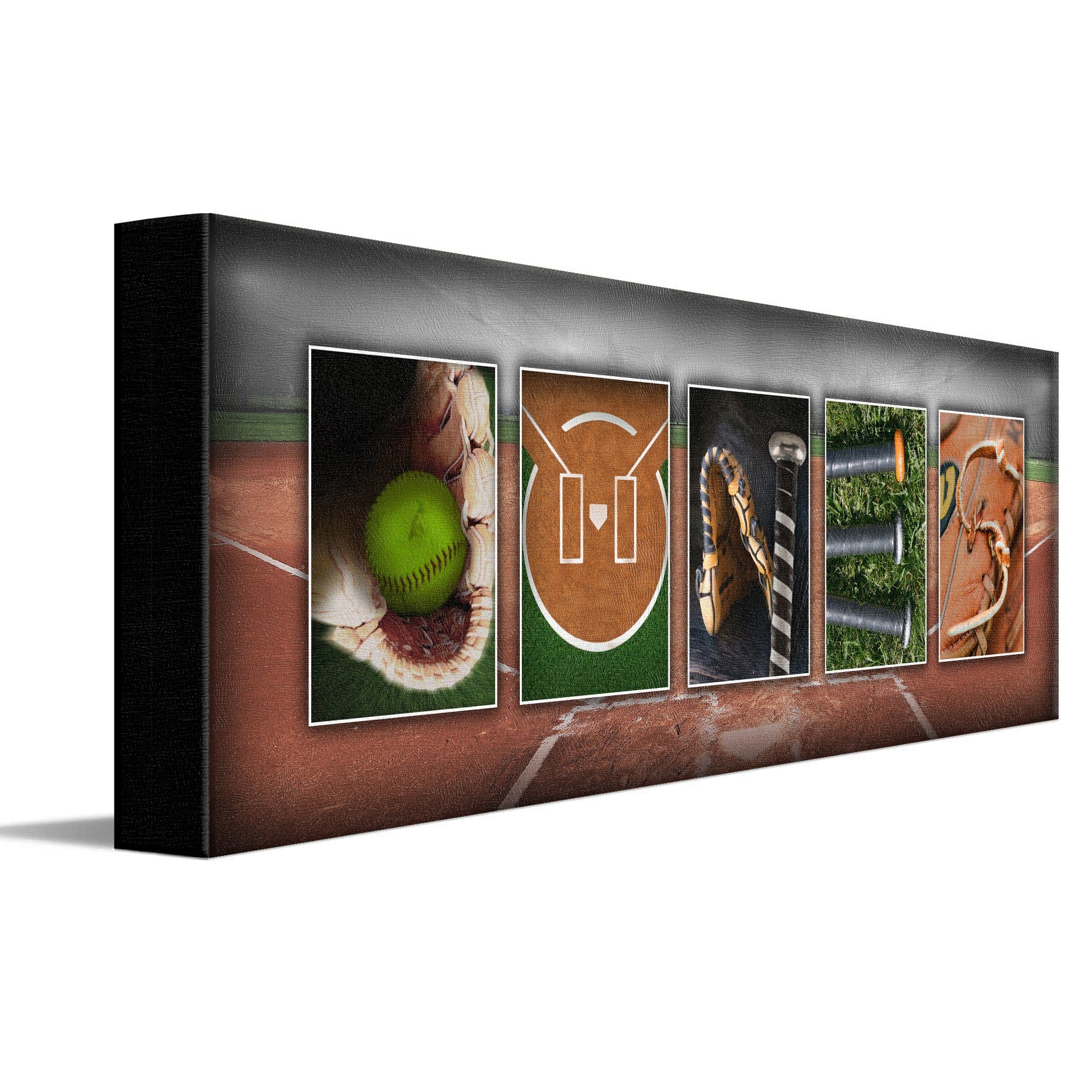 Personal-Prints art 6"x18" Stretched Canvas Softball Photo Name Art