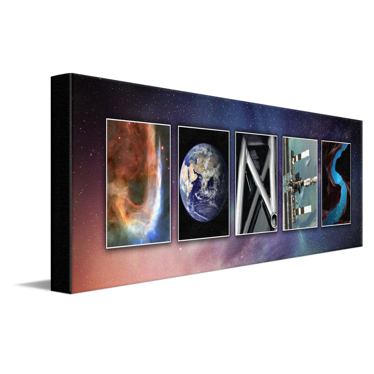 Personal-Prints art 10&quot;x30&quot; Stretched Canvas Space Letters Name Print