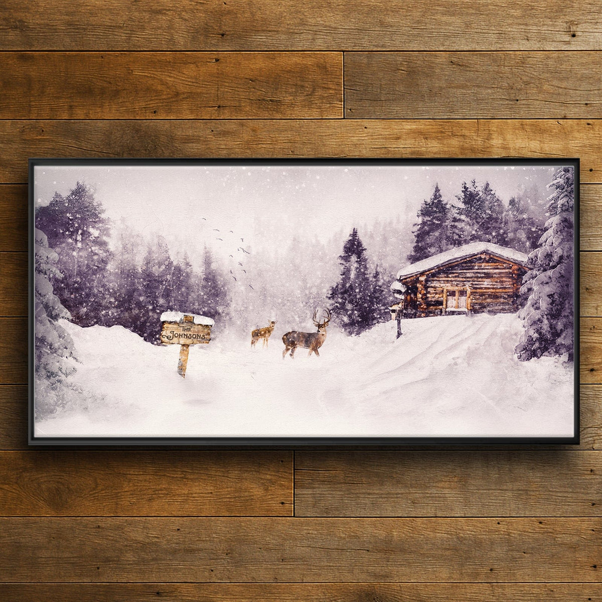Personal-Prints art 16&quot;x32&quot; Float Framed Canvas Stopping By Woods