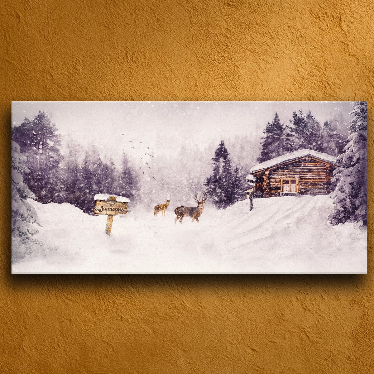 Personal-Prints art 16&quot;x32&quot; Stretched Canvas Stopping By Woods