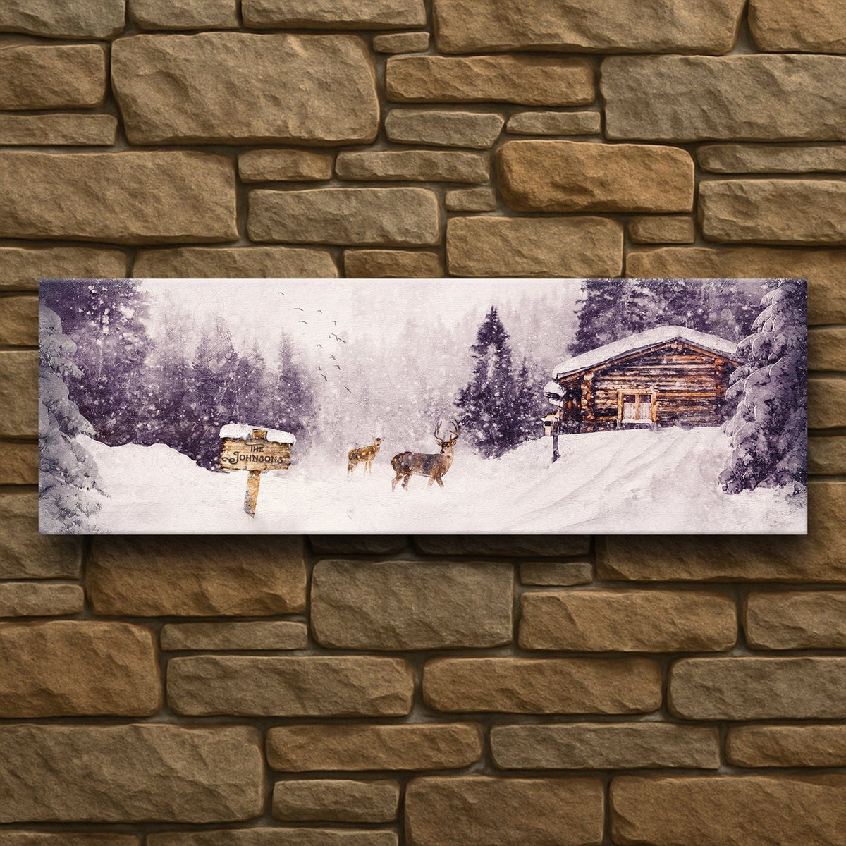 Personal-Prints art 10&quot;x30&quot; Stretched Canvas Stopping By Woods