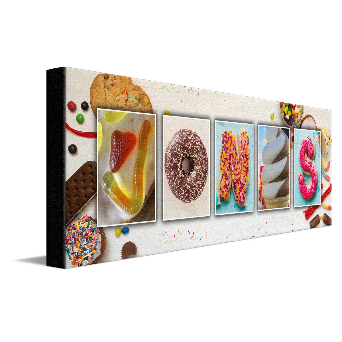 Personal-Prints art 10&quot;x30&quot; Stretched Canvas Sweets / Candy Name Art