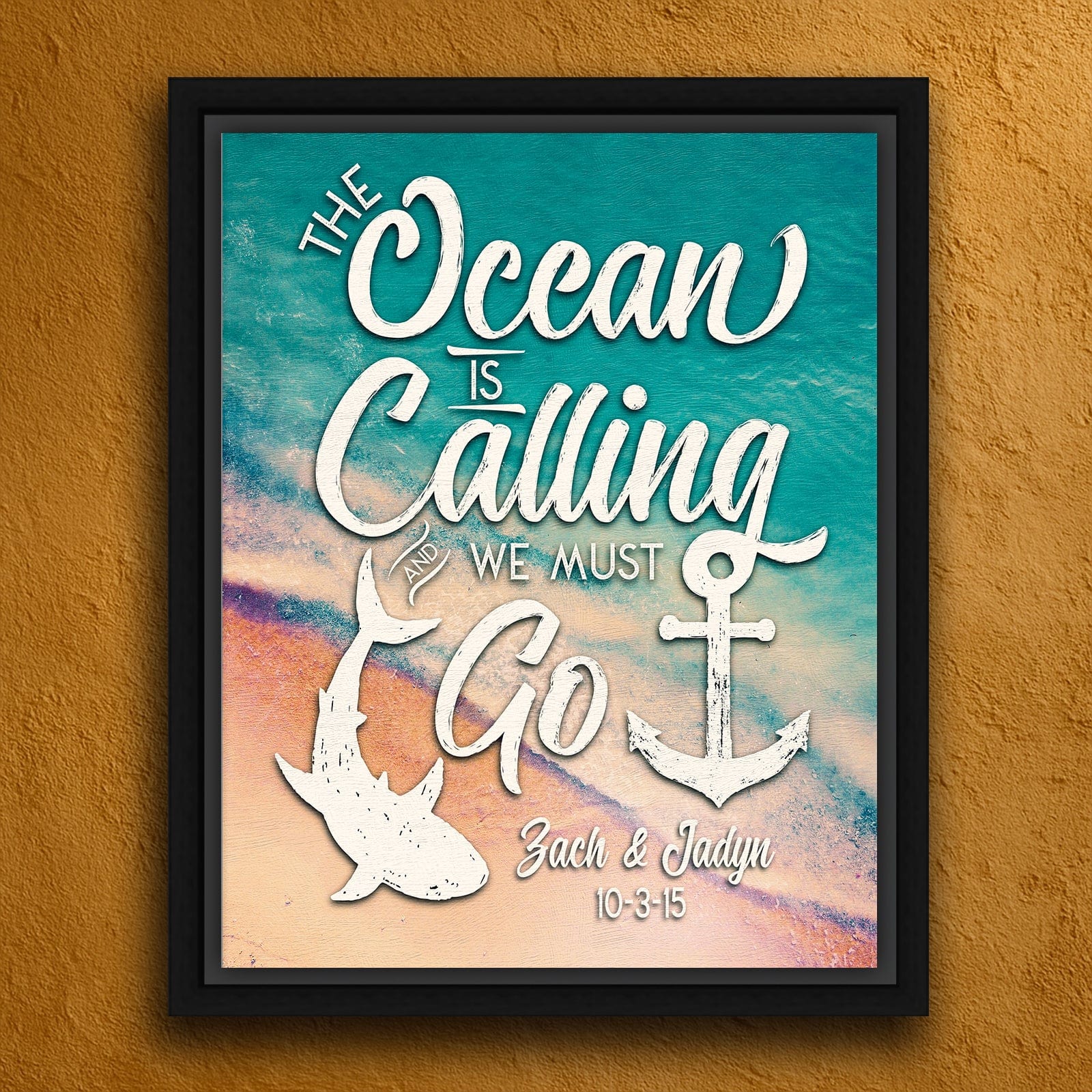 Personal-Prints art 20"x24" Float Framed Canvas The Ocean Is Calling