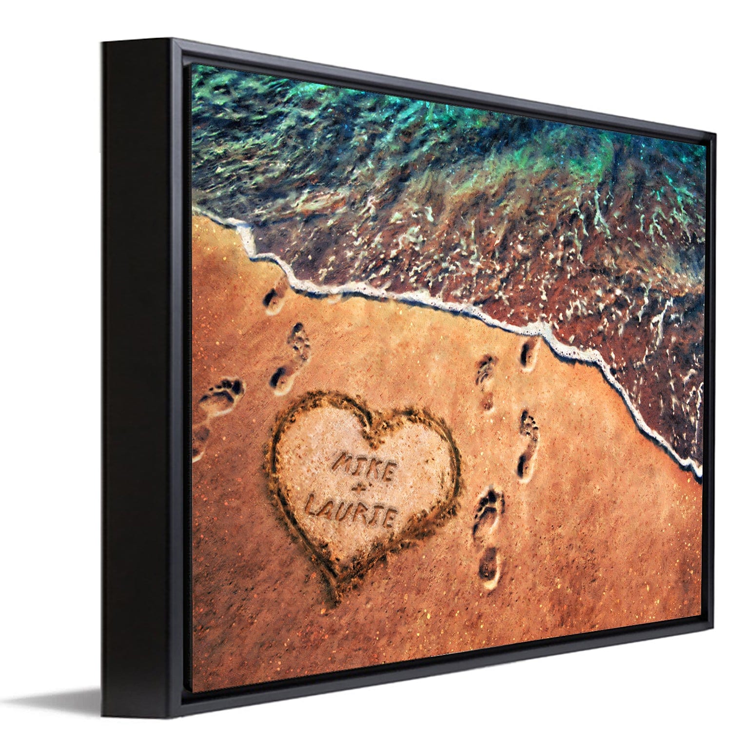 Personal-Prints art 12"x16" Float Framed Canvas Toes in the Sand