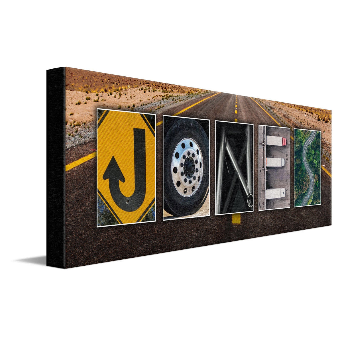 Personal-Prints art 10&quot;x30&quot; Stretched Canvas Truck Driver Letter Name Print