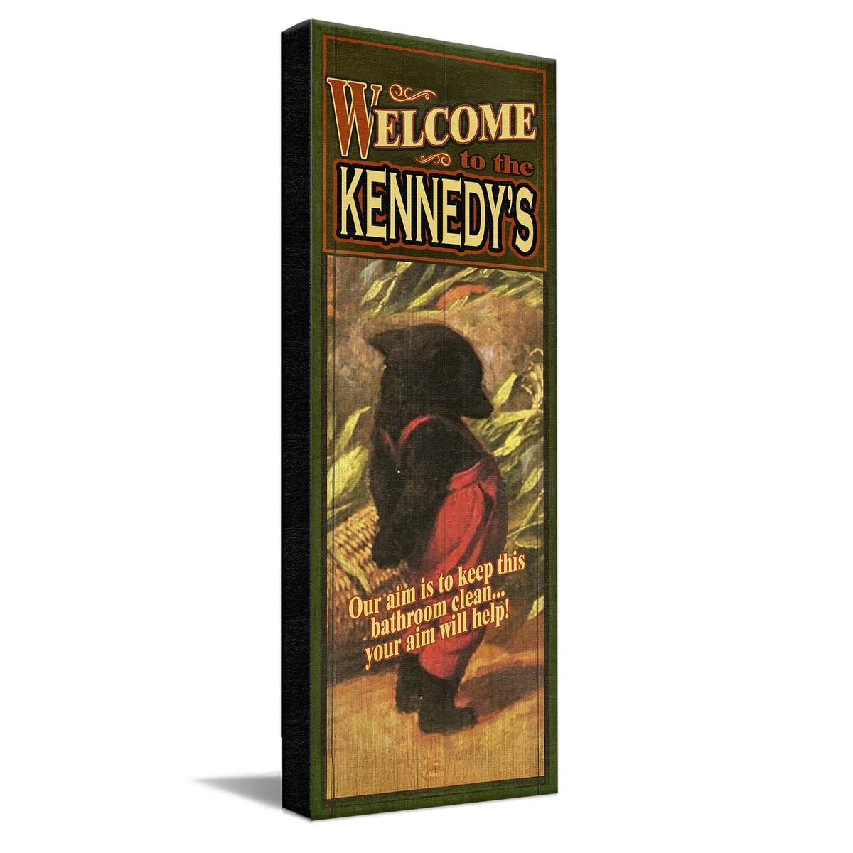 Personal-Prints art 10&quot;x30&quot; Stretched Canvas Vintage Bear Bathroom Sign