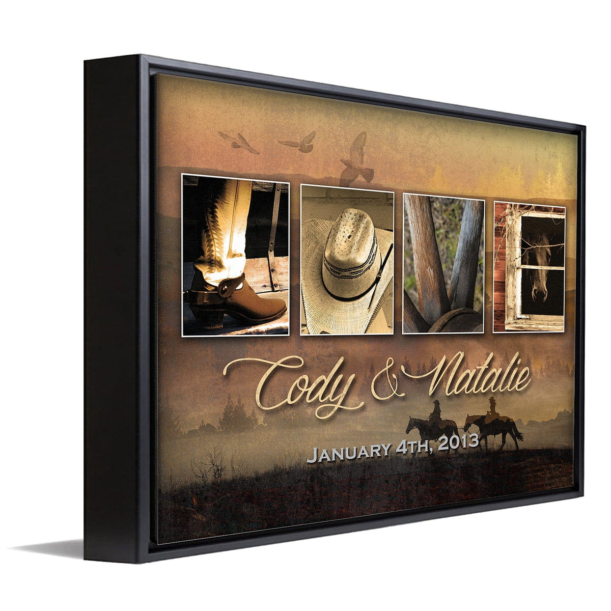 Personal-Prints art 12&quot;x16&quot; Float Framed Canvas Western Love Letters