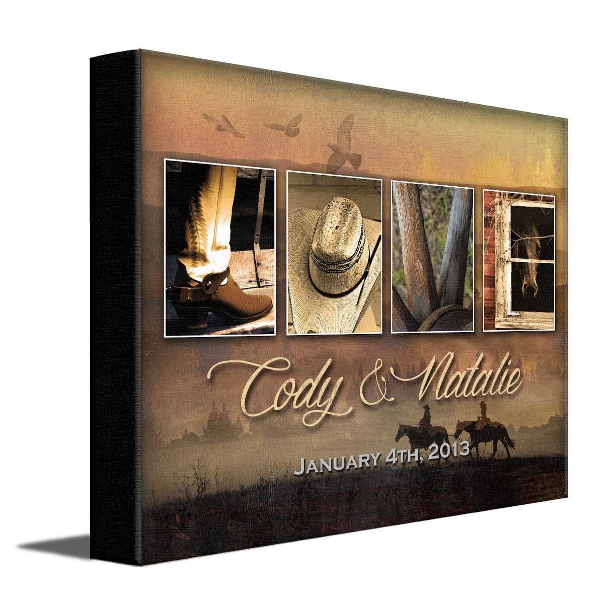 Personal-Prints art 11&quot;x14&quot; Stretched Canvas Western Love Letters