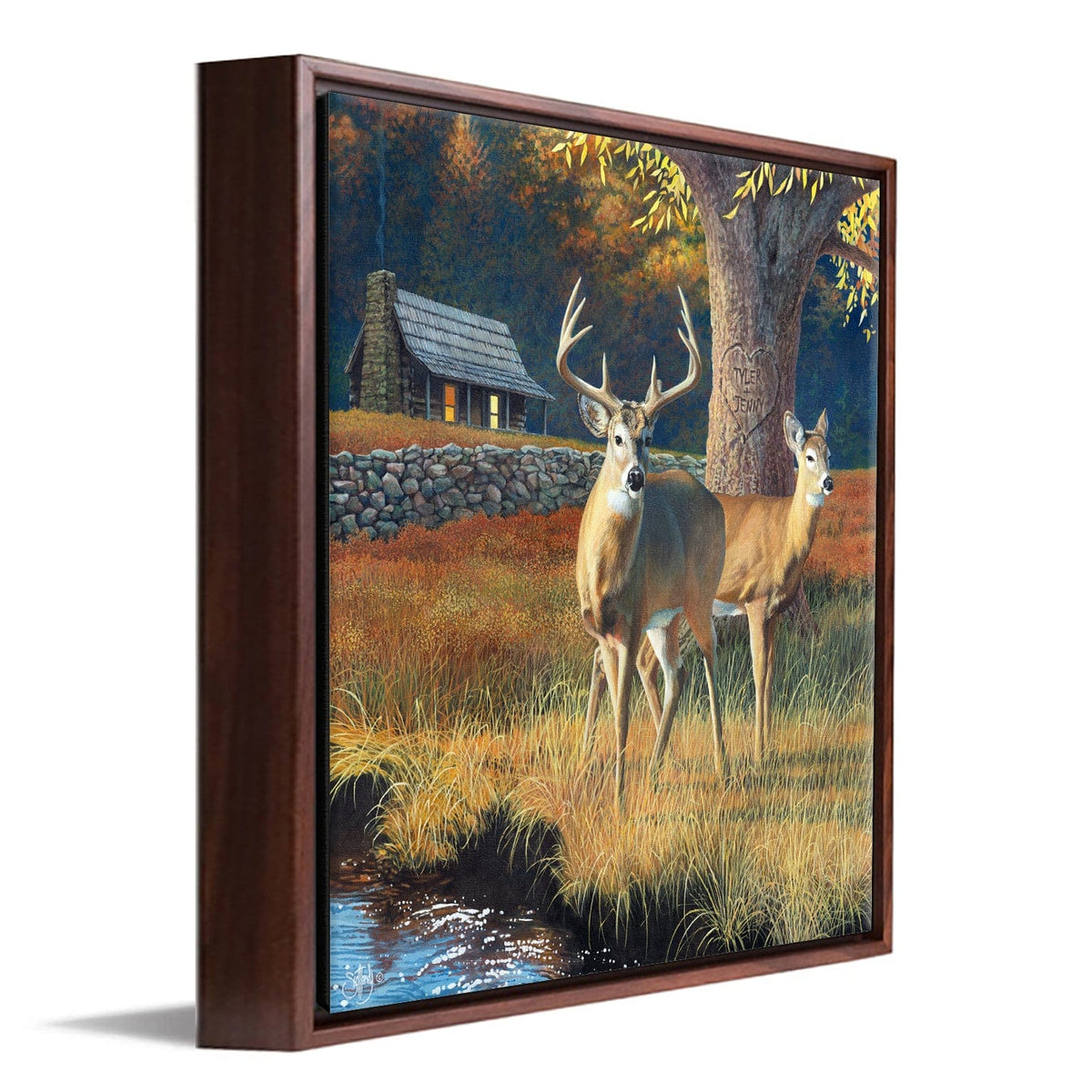 Personal-Prints art 14&quot;x14&quot; Float Framed Canvas Whitetail Morning